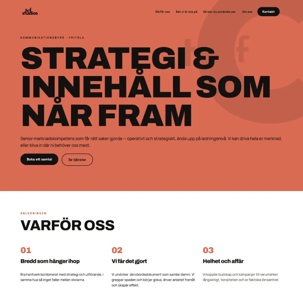 Skärmdump från nya tcfstudios.com